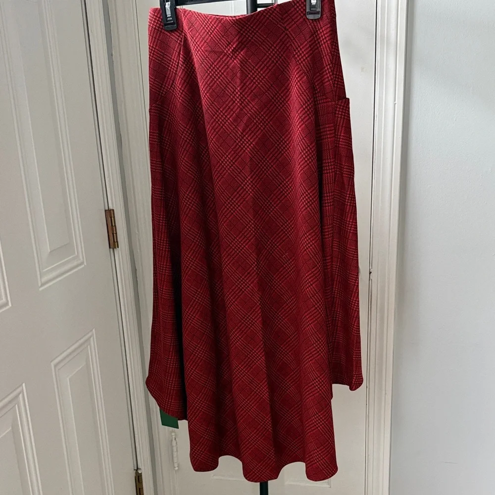 HALARA Red Plaid High-Low Midi Skirt - Picture 3 of 3